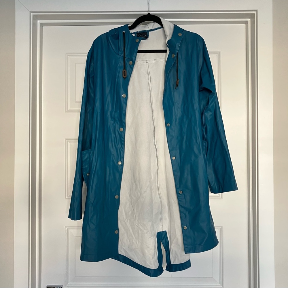 Andes Forest Teal Blue Raincoat women’s Size Large 2026-2